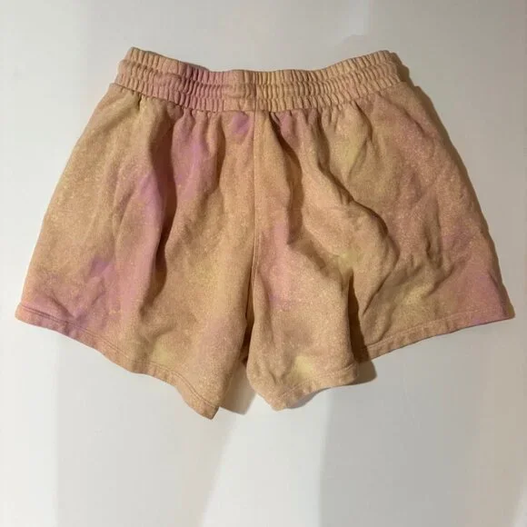 Adidas Originals Tie Dye Fleece Shorts Women’s Large Pink Yellow Trefoil HL6609 - Picture 6 of 9